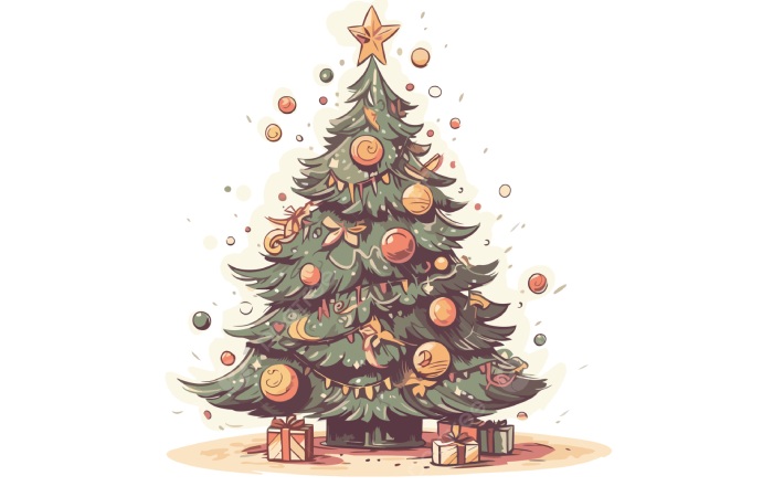 4. Vintage Christmas Tree Clipart